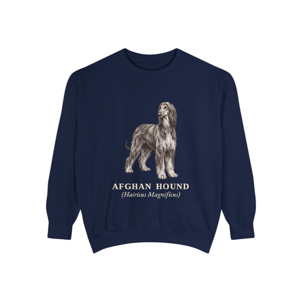 Afghan Hound Latin Sweatshirt, True Navy, front view