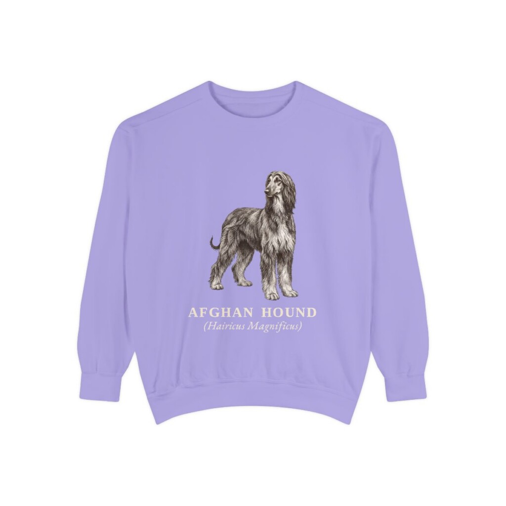 Afghan Hound Latin Sweatshirt, Violet, front view