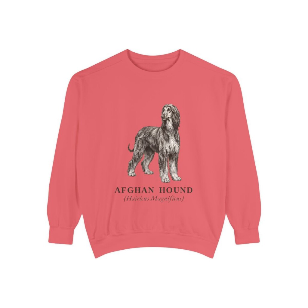 Afghan Hound Latin Sweatshirt, Watermelon, front view