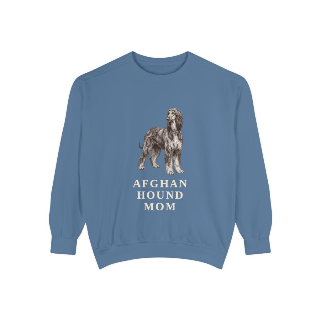Afghan Hound Mom Sweatshirt, Blue Jean, front view