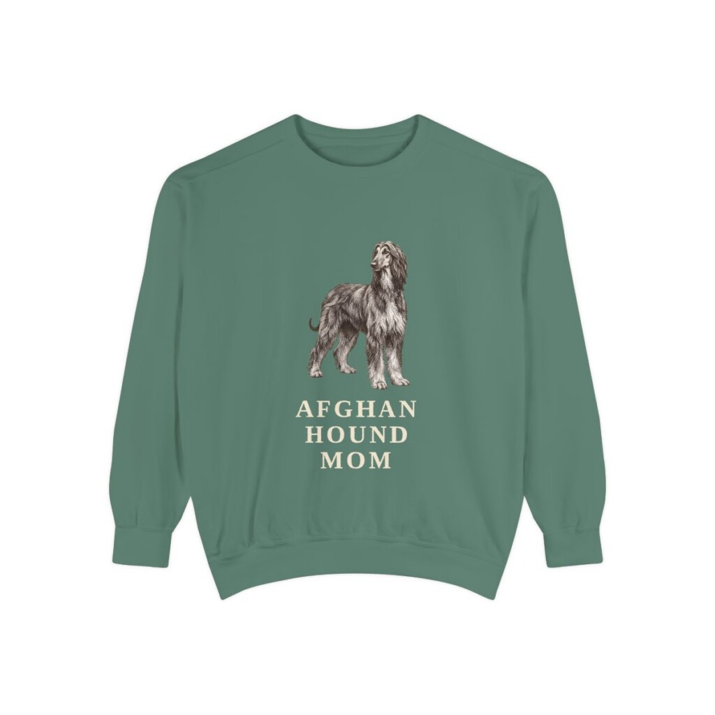 Afghan Hound Mom Sweatshirt, Light Green, front view