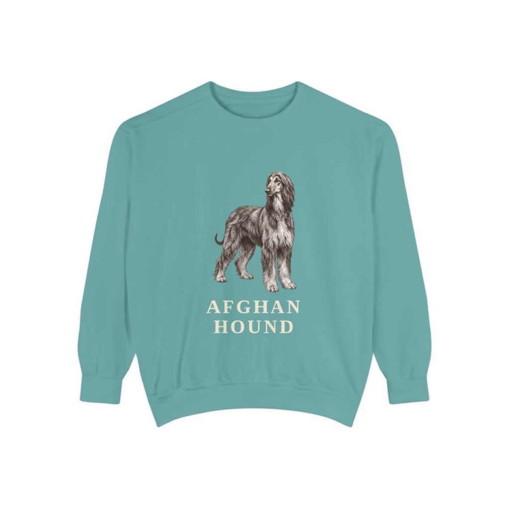 Afghan Hound Sweatshirt, Seafoam, front view
