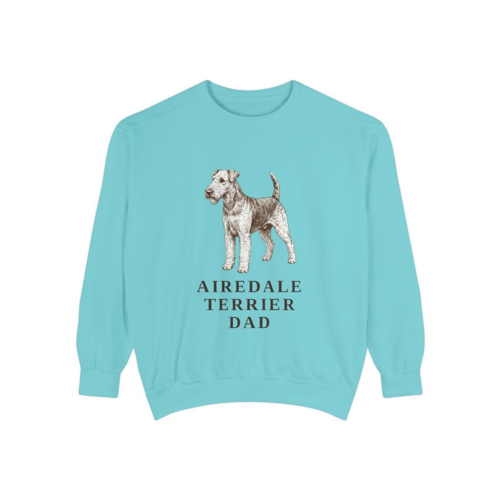 Airedale Terrier Dad Sweatshirt, Chalky Mint, front view