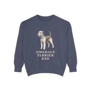 airedale-terrier-sweatshirt-dad-denim Airedale Terrier Dad Sweatshirt, Denim, front view