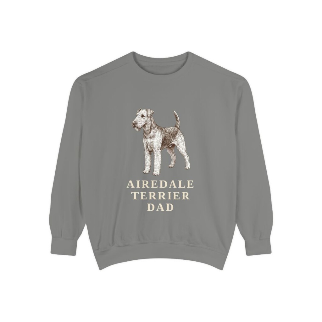 Airedale Terrier Dad Sweatshirt, Grey, front view