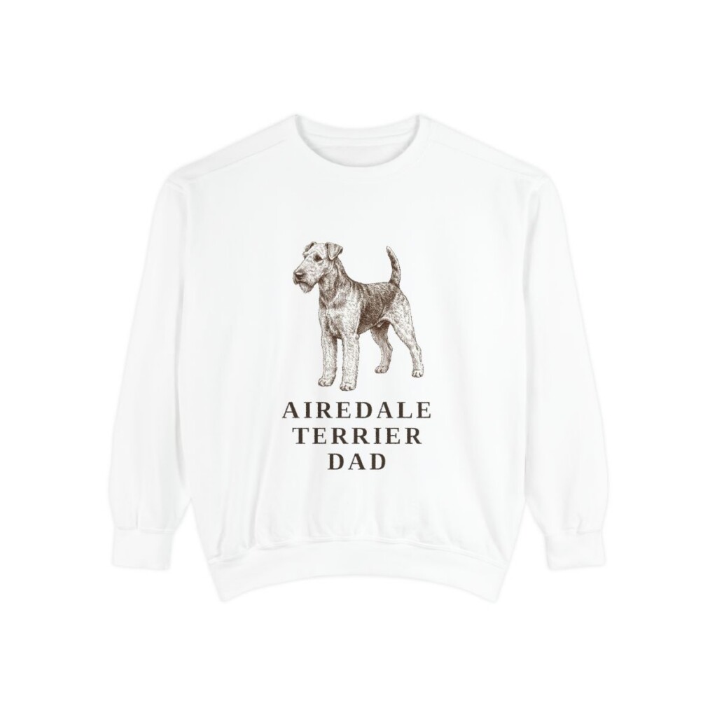 Airedale Terrier Dad Sweatshirt, White, front view