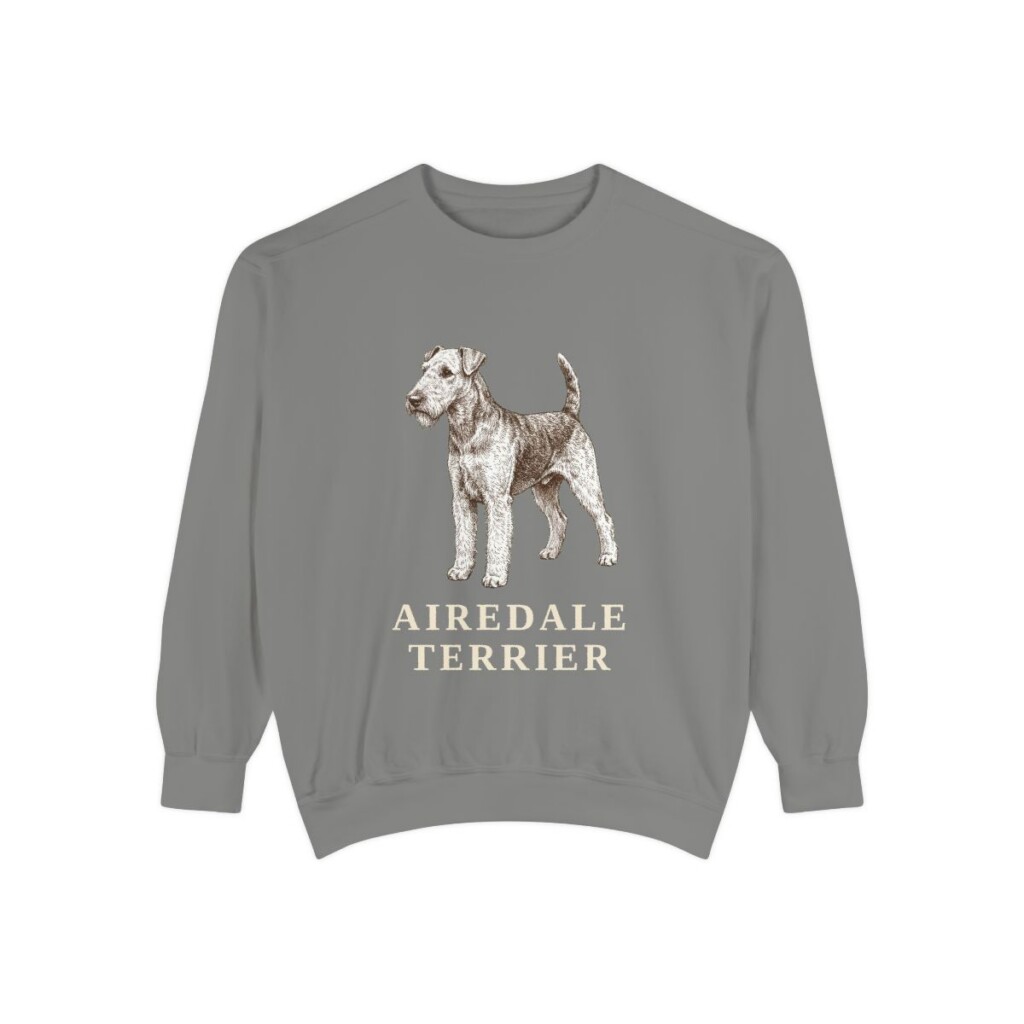 Airedale Terrier Sweatshirt, Grey, front view