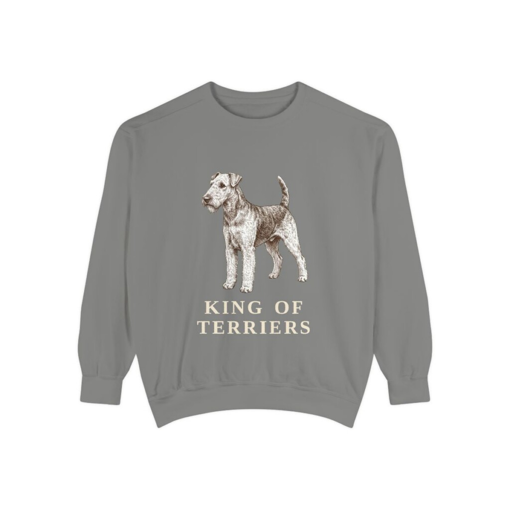 Airedale Terrier Humor Sweatshirt, Grey, front view