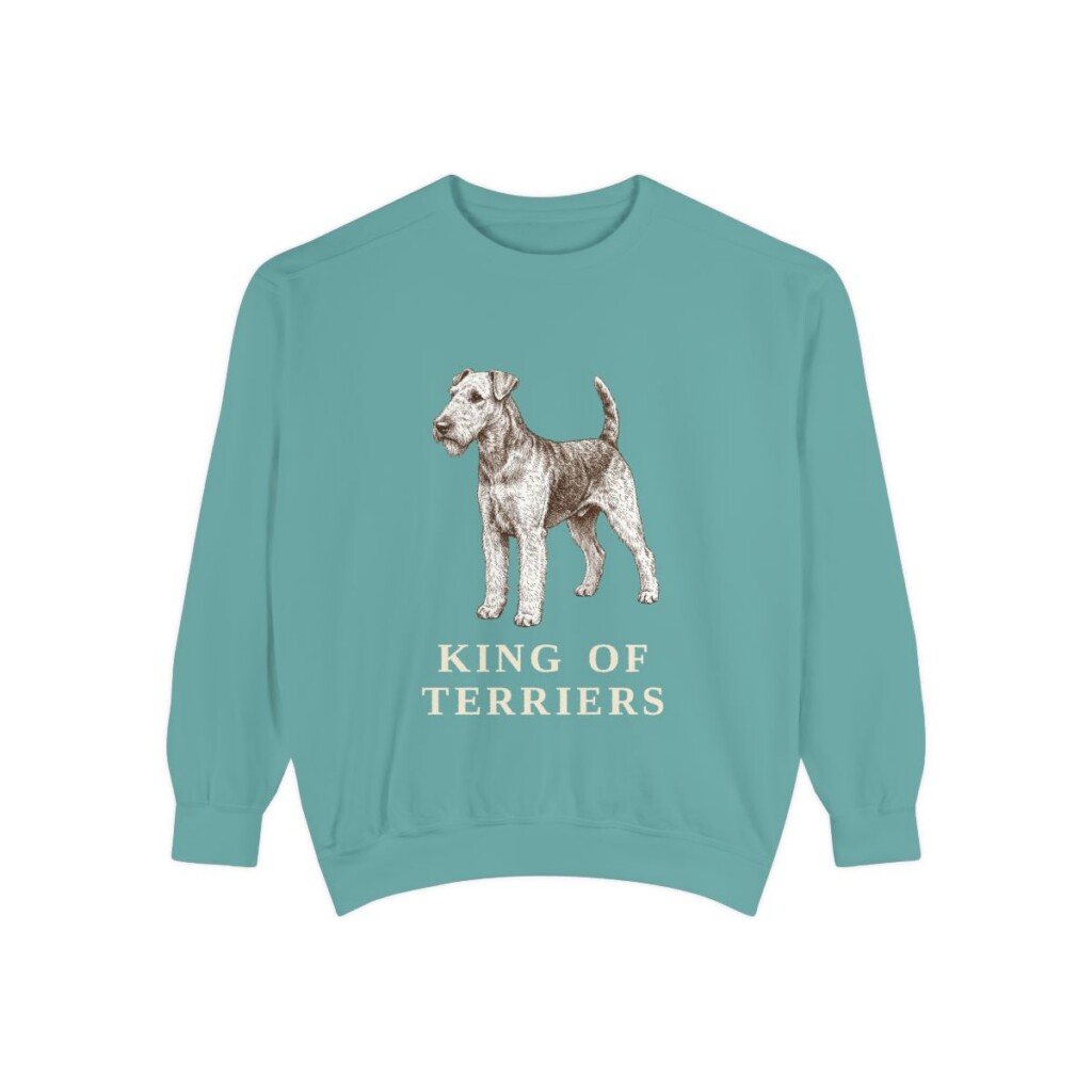 Airedale Terrier Humor Sweatshirt, Seafoam, front view