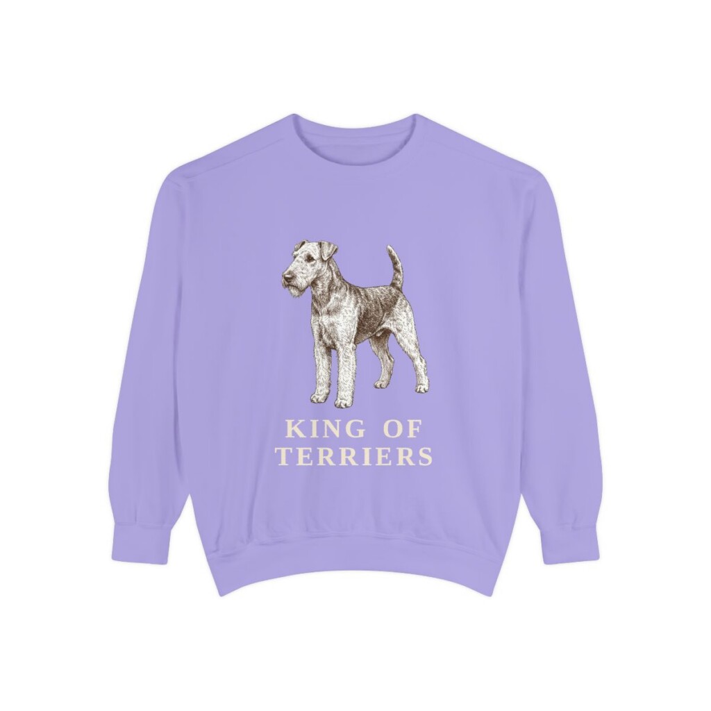 Airedale Terrier Humor Sweatshirt, Violet, front view