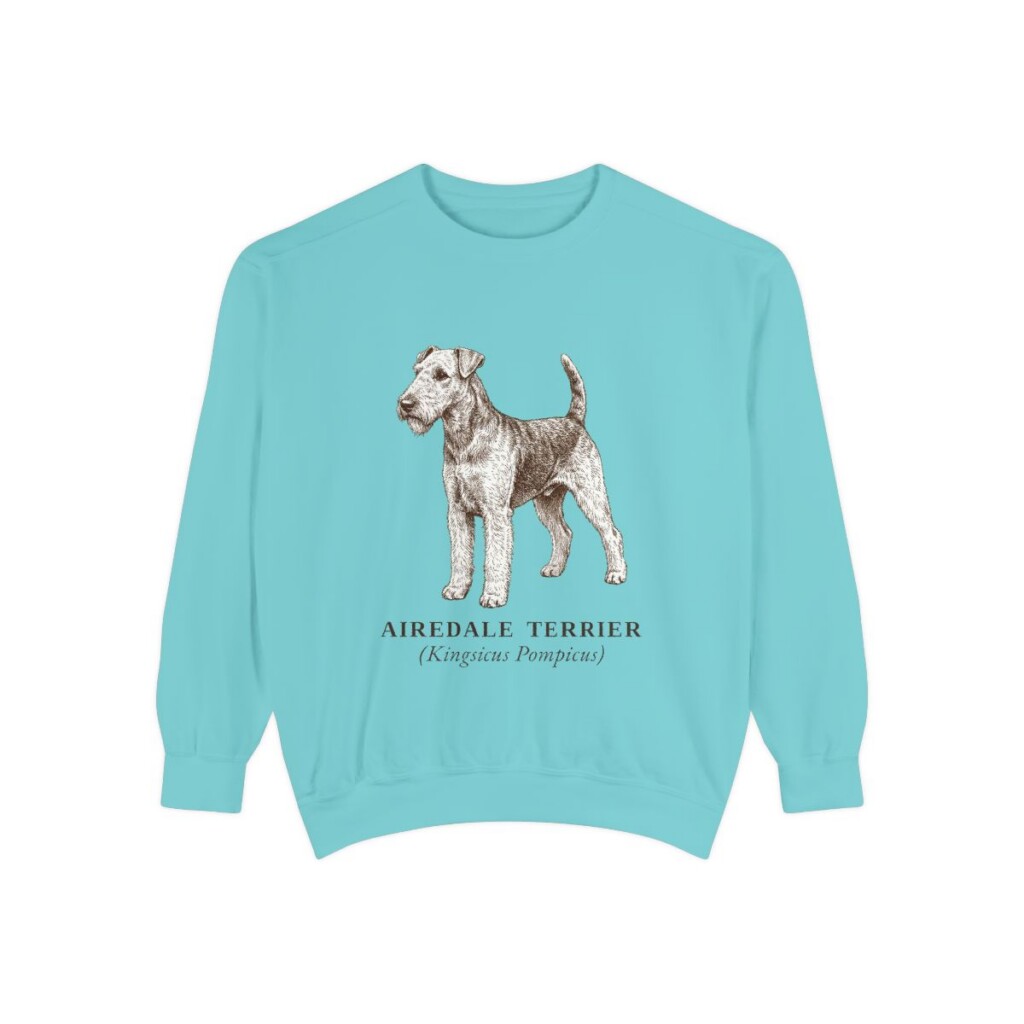 airedale-terrier-sweatshirt-latin-chalky-mint Airedale Terrier Latin Sweatshirt, Chalky Mint, front view