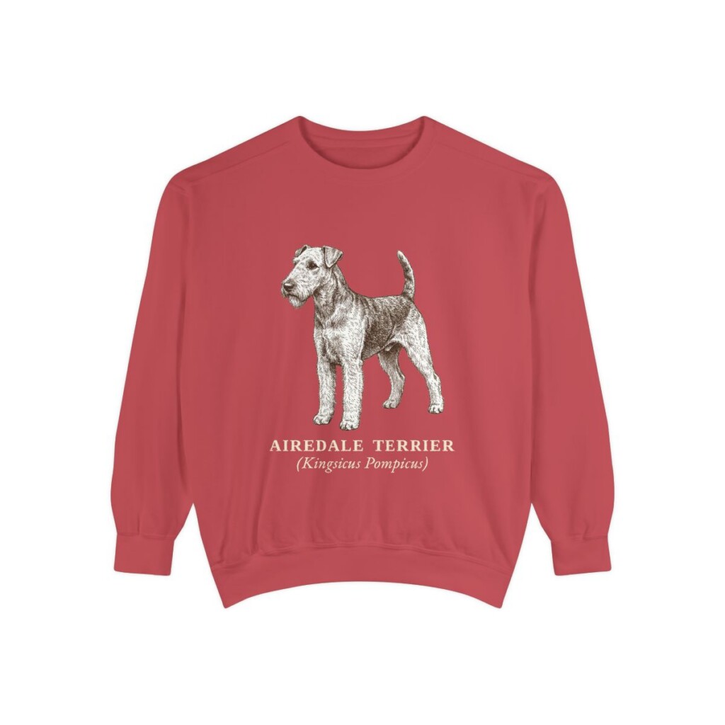 airedale-terrier-sweatshirt-latin-crimson Airedale Terrier Latin Sweatshirt, Crimson, front view