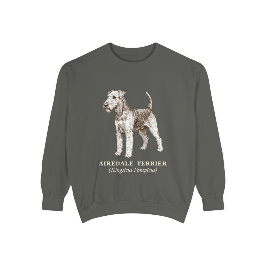 airedale-terrier-sweatshirt-latin-pepper Airedale Terrier Latin Sweatshirt, Pepper, front view