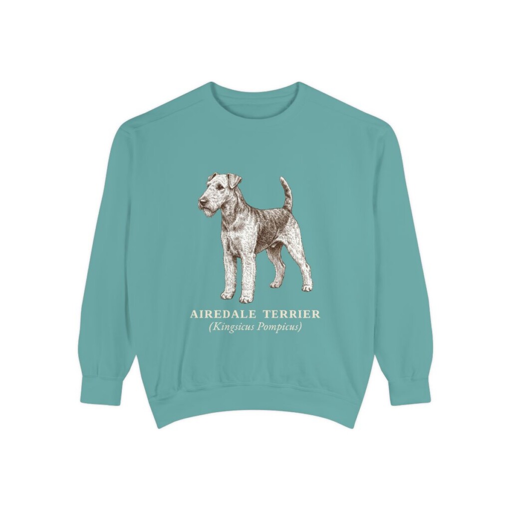 airedale-terrier-sweatshirt-latin-seafoam Airedale Terrier Latin Sweatshirt, Seafoam, front view