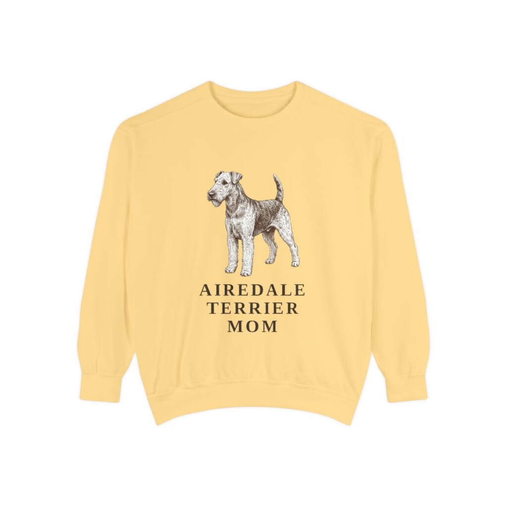 airedale-terrier-sweatshirt-mom-butter Airedale Terrier Mom Sweatshirt, Butter, front view