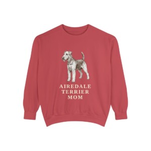 airedale-terrier-sweatshirt-mom-crimson Airedale Terrier Mom Sweatshirt, Crimson, front view