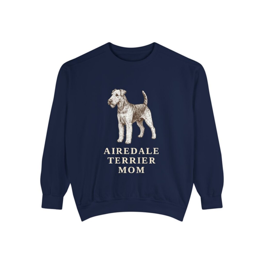 airedale-terrier-sweatshirt-mom-true-navy Airedale Terrier Mom Sweatshirt, True Navy, front view