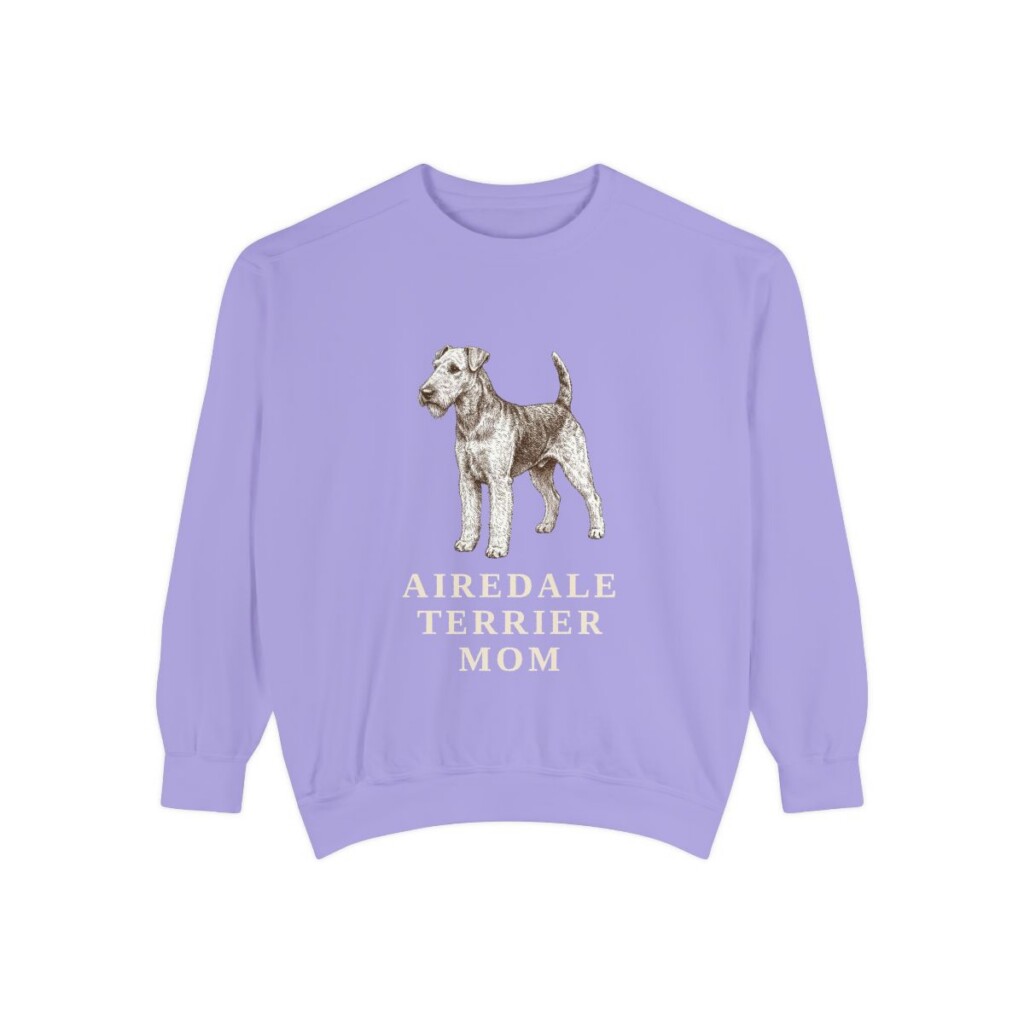 airedale-terrier-sweatshirt-mom-violet Airedale Terrier Mom Sweatshirt, Violet, front view
