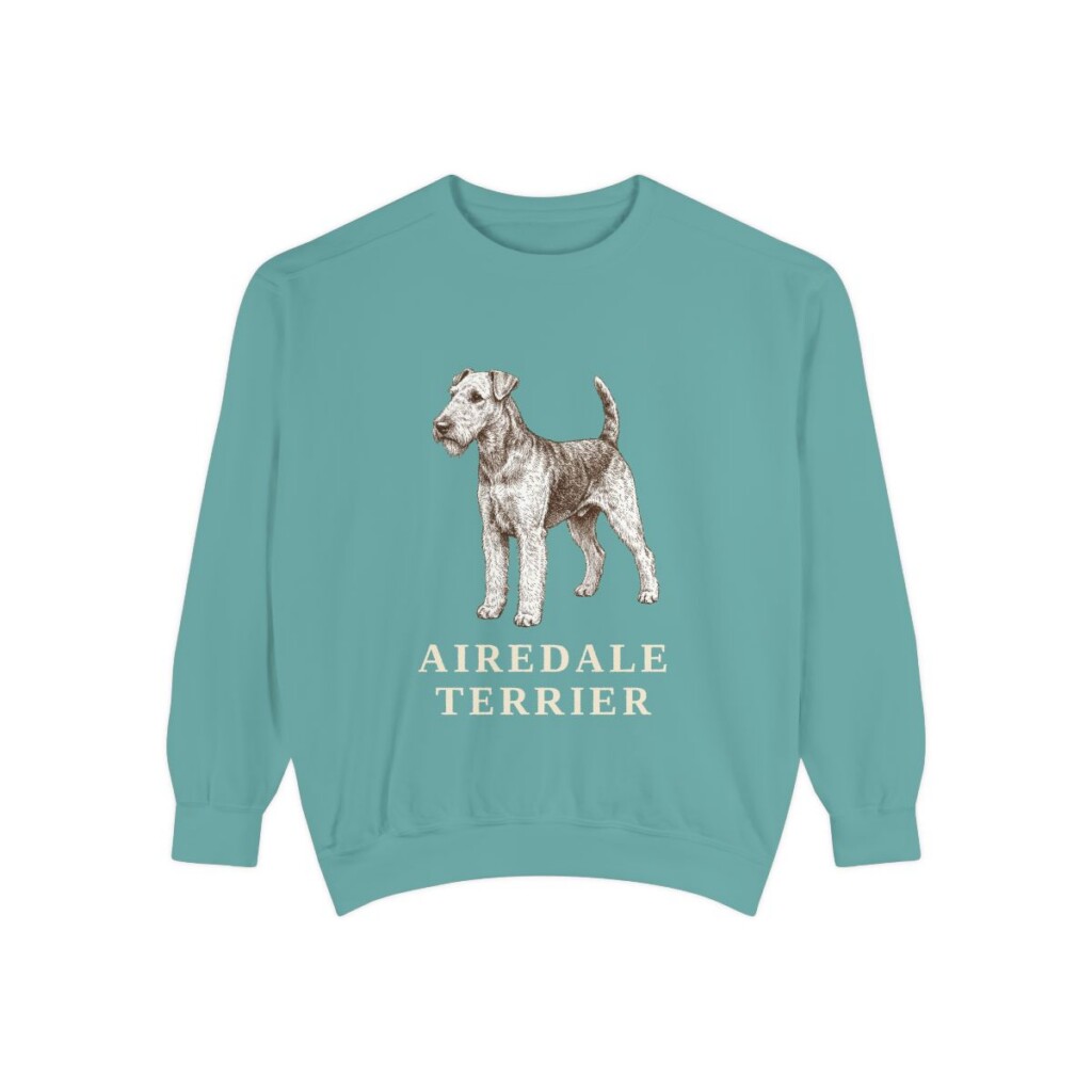 Airedale Terrier Sweatshirt, Seafoam, front view