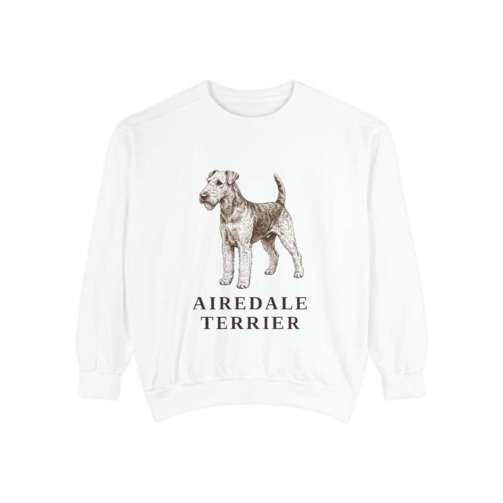 Airedale Terrier Sweatshirt, White, front view
