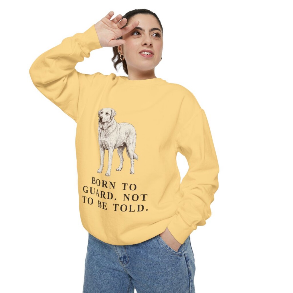 Akbash Humor Sweatshirt, Butter, person 2 context
