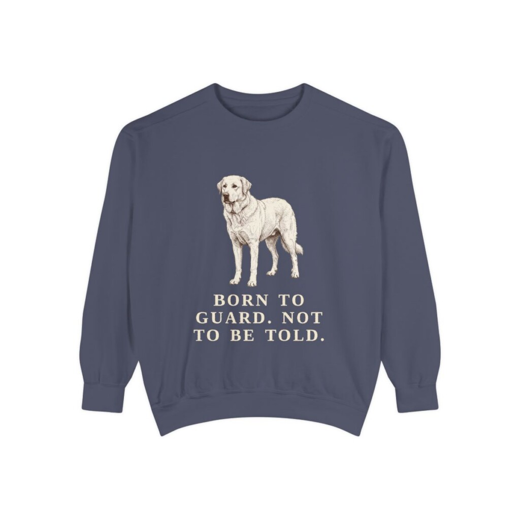 Akbash Humor Sweatshirt, Denim, front view