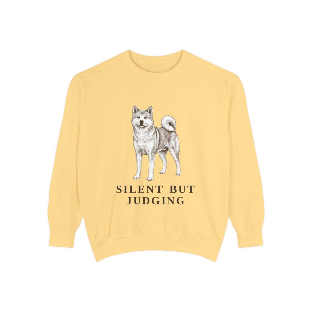 Akita Humor Sweatshirt, Butter, front view