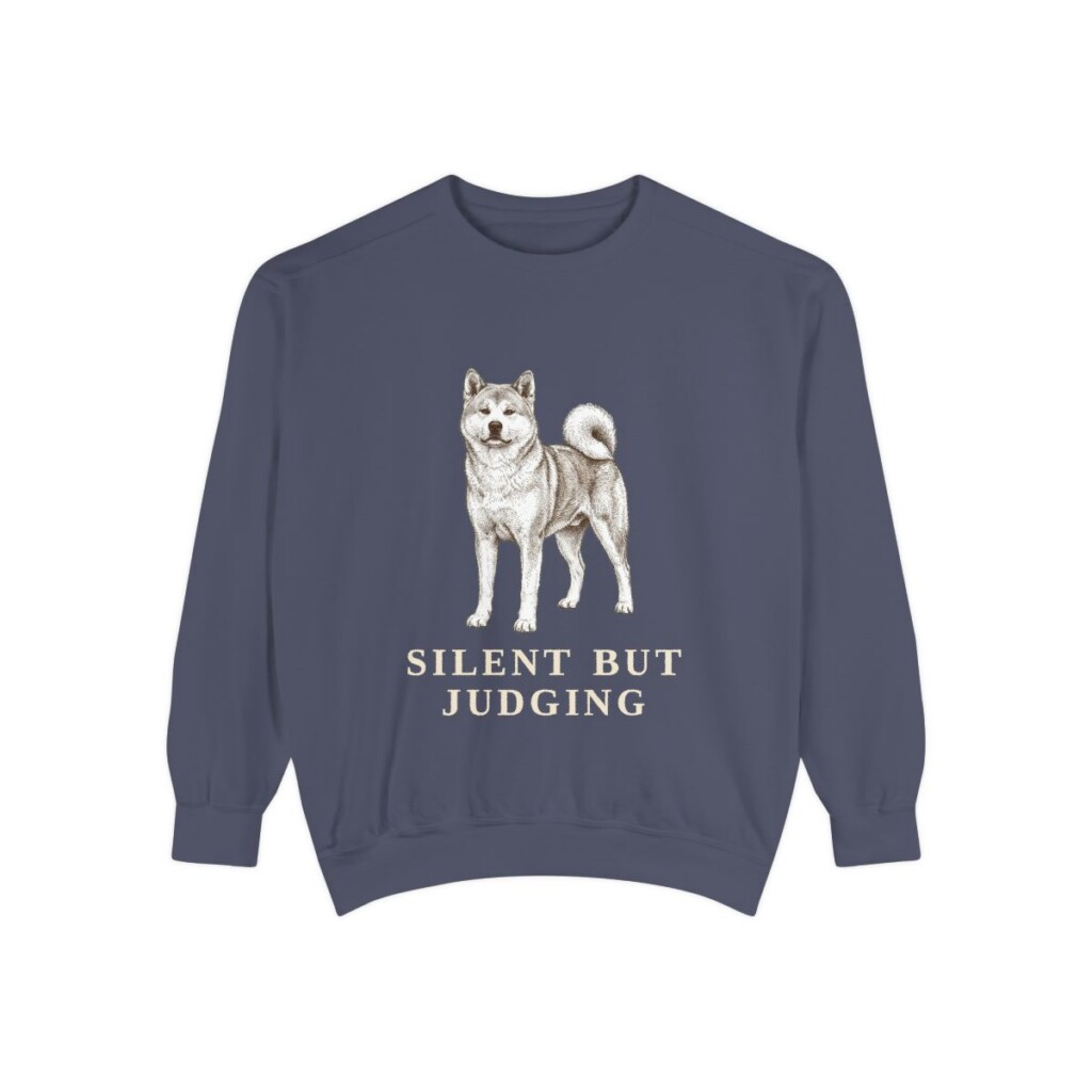 Akita Humor Sweatshirt, Denim, front view