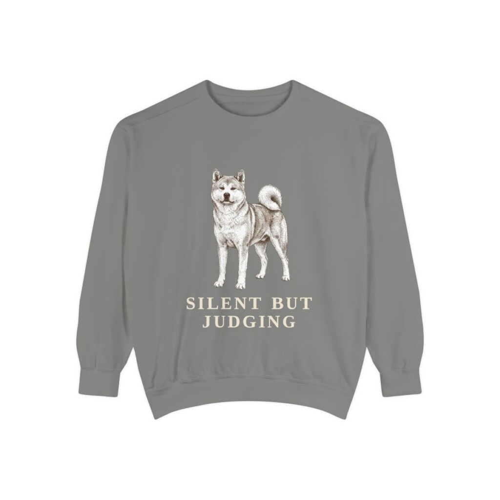 Akita Humor Sweatshirt, Grey, front view