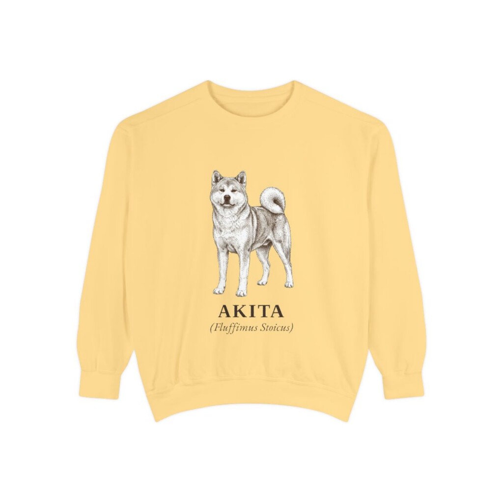 akita-sweatshirt-latin-butter Akita Latin Sweatshirt, Butter, front view