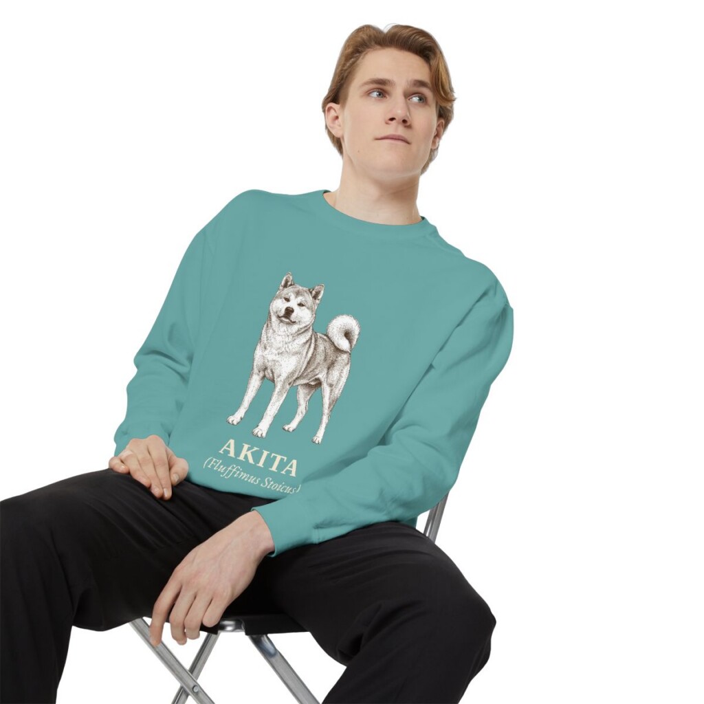 akita-sweatshirt-latin-seafoam-person-1-context Akita Latin Sweatshirt, Seafoam, person 1 context