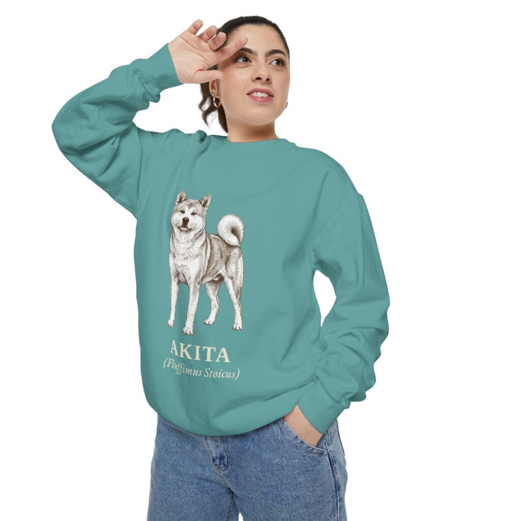 akita-sweatshirt-latin-seafoam-person-2-context Akita Latin Sweatshirt, Seafoam, person 2 context