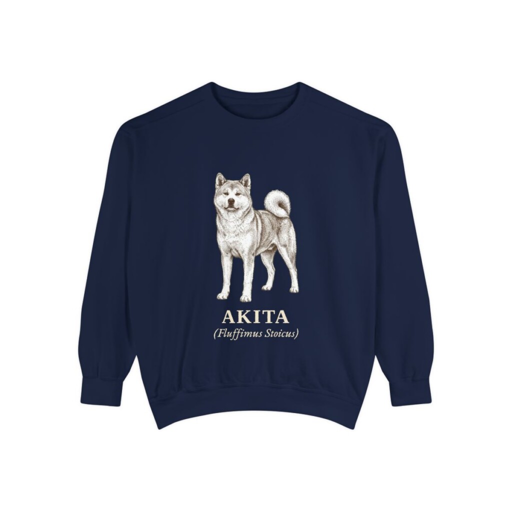 akita-sweatshirt-latin-true-navy Akita Latin Sweatshirt, True Navy, front view