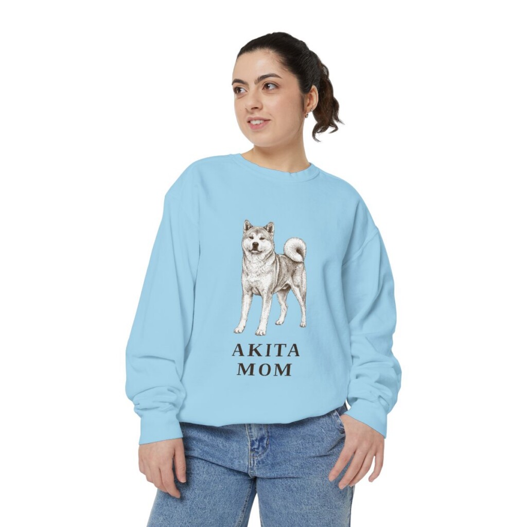 Akita Mom Sweatshirt, Chambray, person 2 front