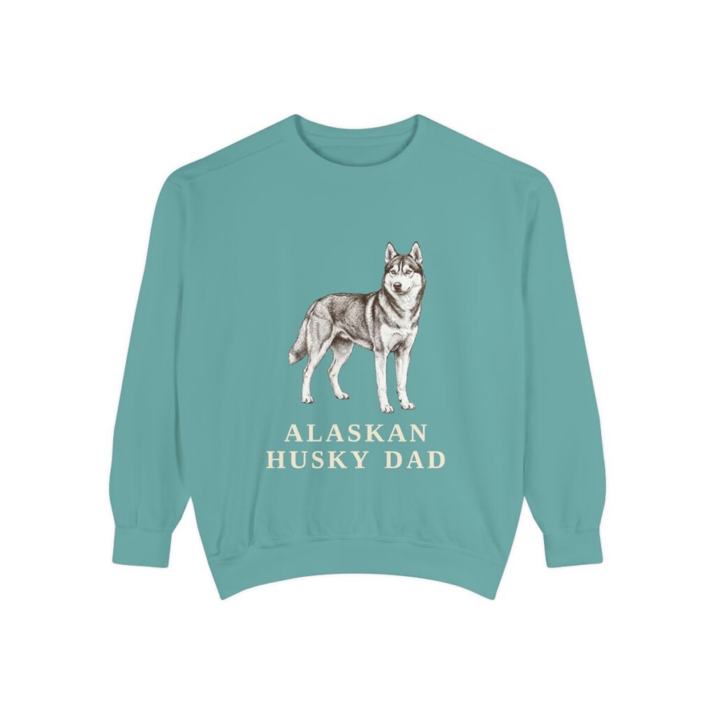 Alaskan Husky Dad Sweatshirt, Seafoam, front view