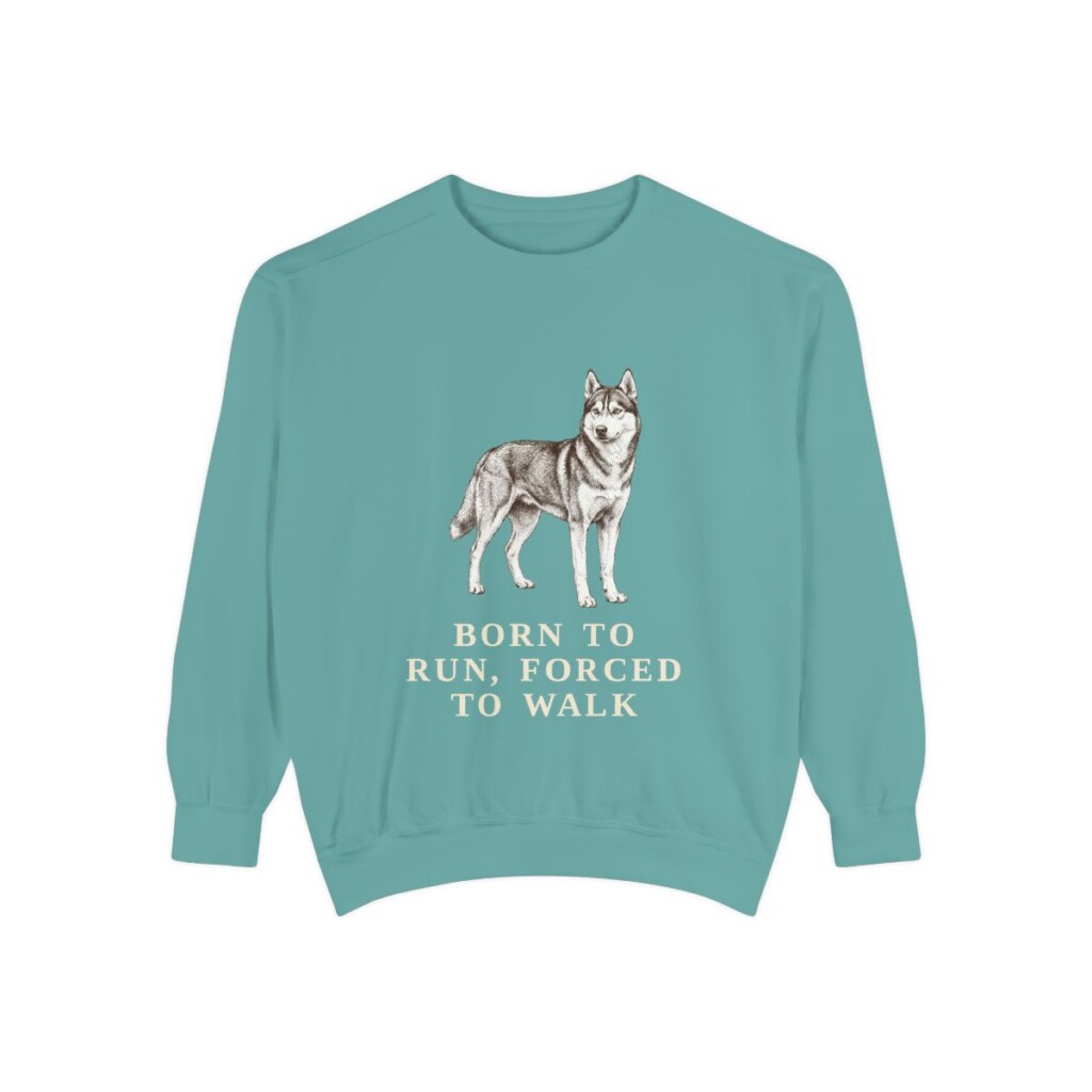 Alaskan Husky Humor Sweatshirt, Seafoam, front view