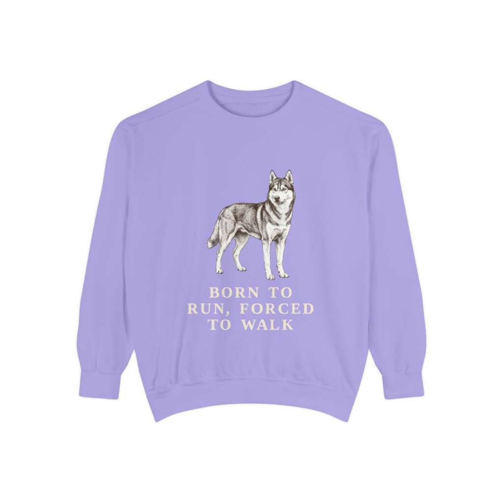Alaskan Husky Humor Sweatshirt, Violet, front view