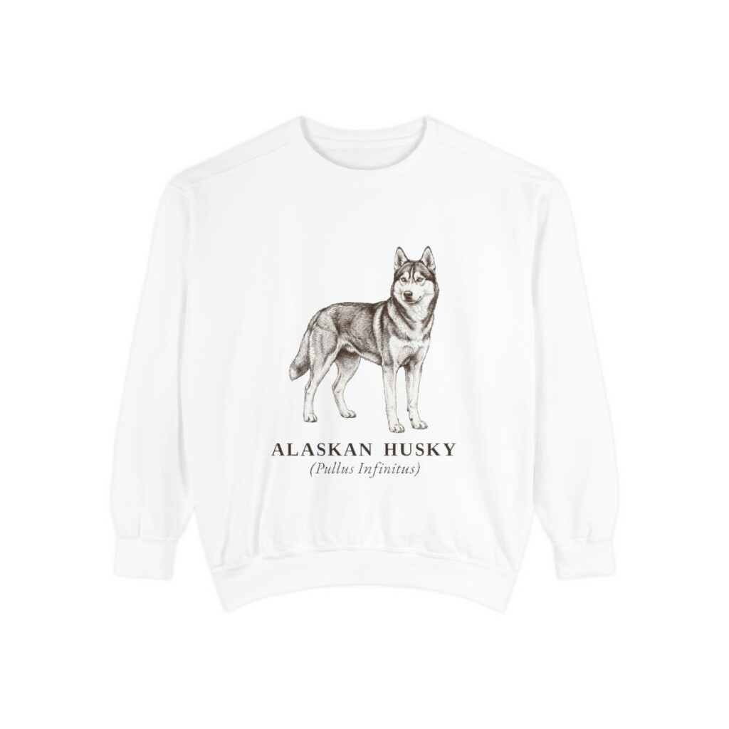 Alaskan Husky Latin Sweatshirt, White, front view