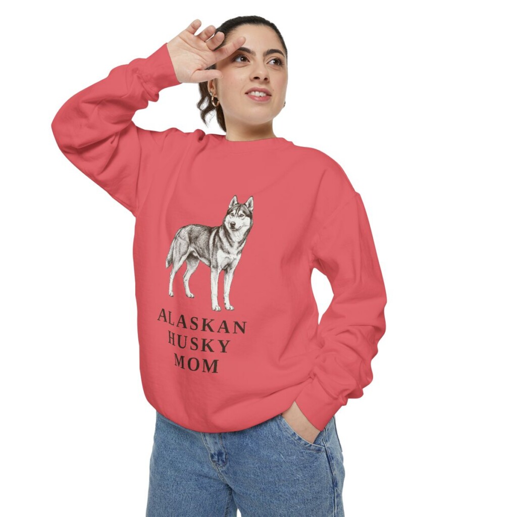Alaskan Husky Mom Sweatshirt, Watermelon, person 2 context