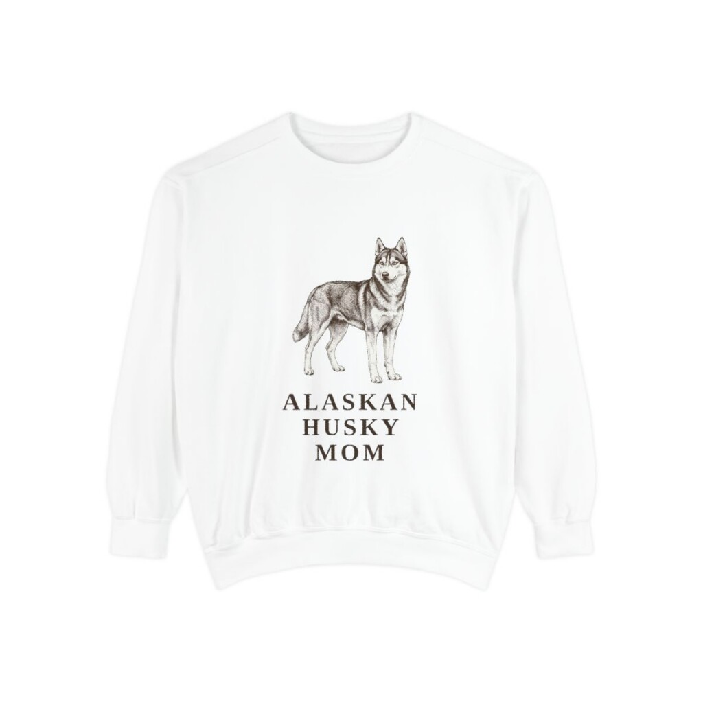 Alaskan Husky Mom Sweatshirt, White, front view