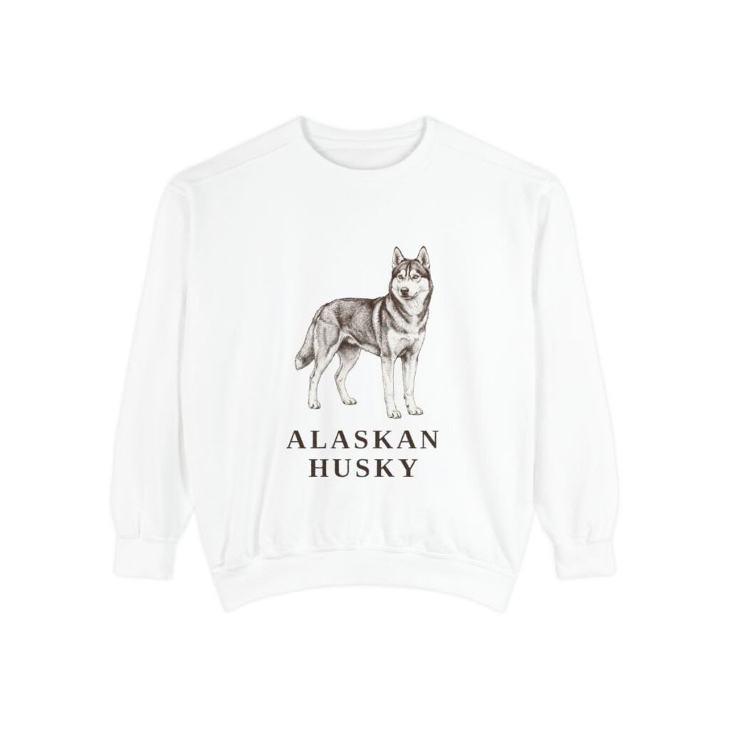 Alaskan Husky Sweatshirt, White, front view