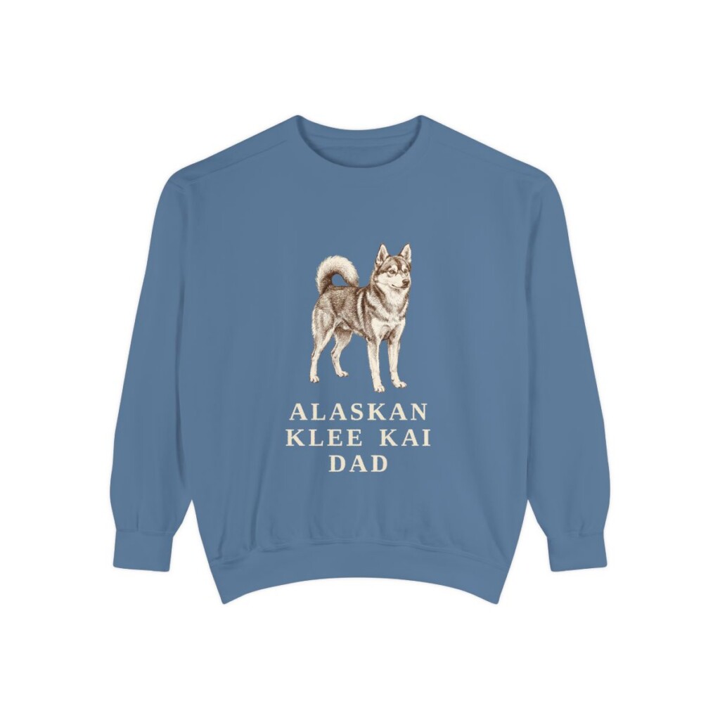 Alaskan Klee Kai Dad Sweatshirt, Blue Jean, front view