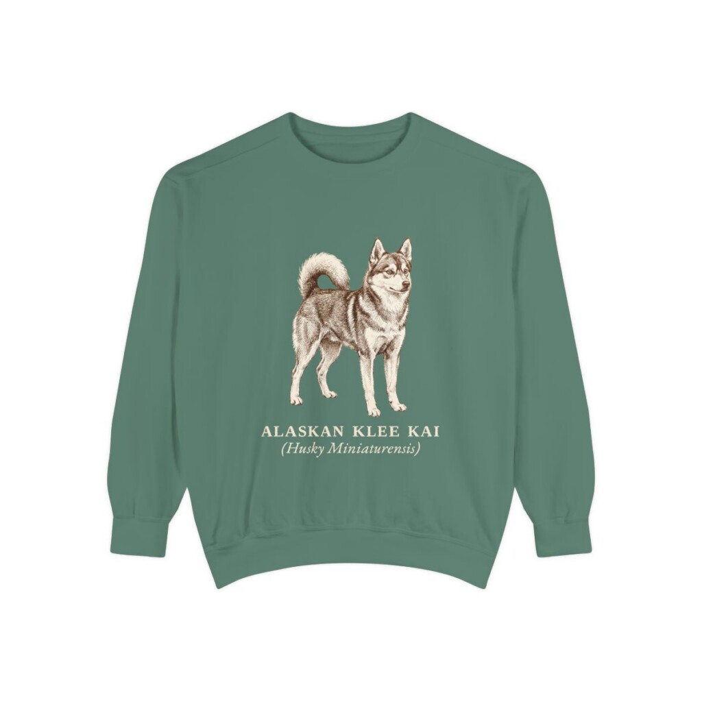 Alaskan Klee Kai Latin Sweatshirt, Light Green, front view