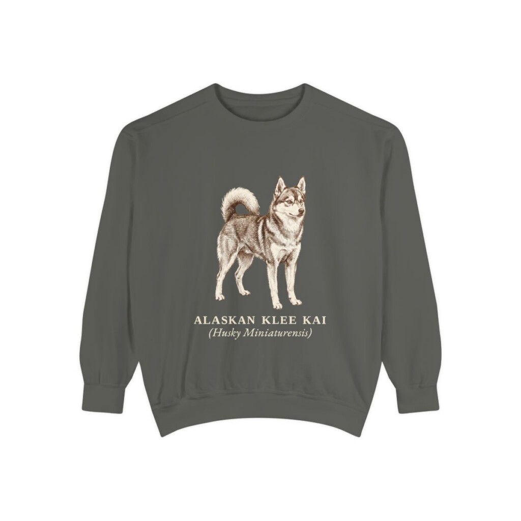 Alaskan Klee Kai Latin Sweatshirt, Pepper, front view