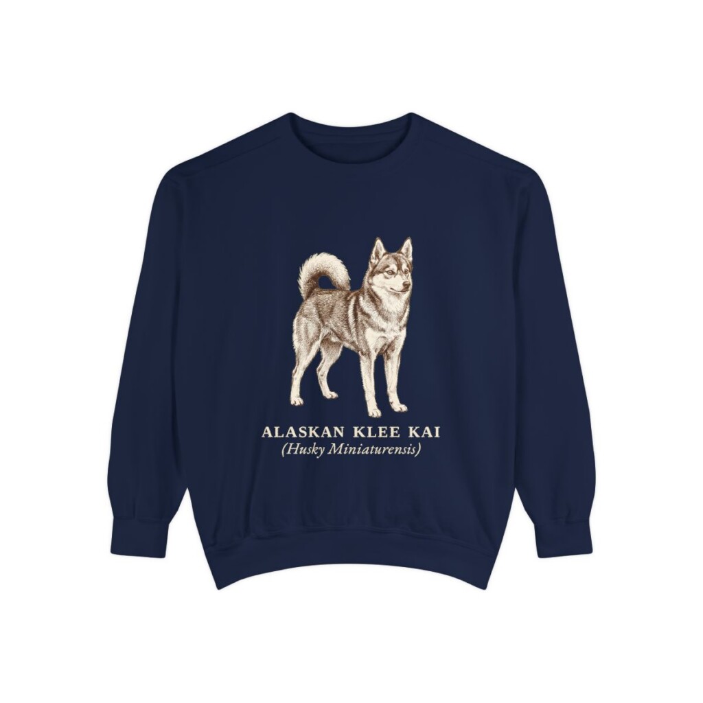 Alaskan Klee Kai Latin Sweatshirt, True Navy, front view