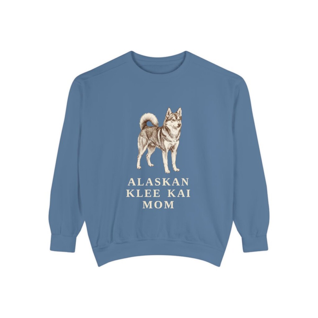 Alaskan Klee Kai Mom Sweatshirt, Blue Jean, front view