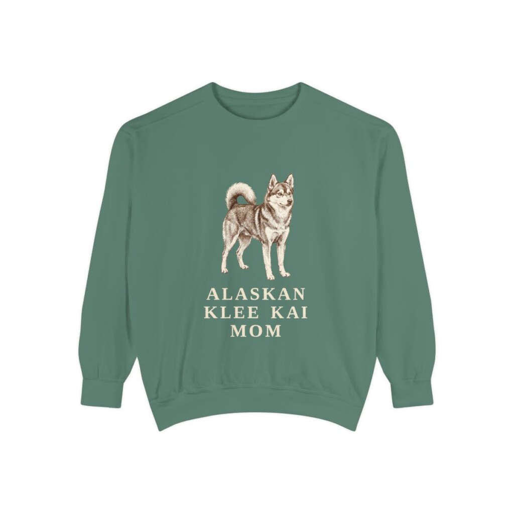 Alaskan Klee Kai Mom Sweatshirt, Light Green, front view