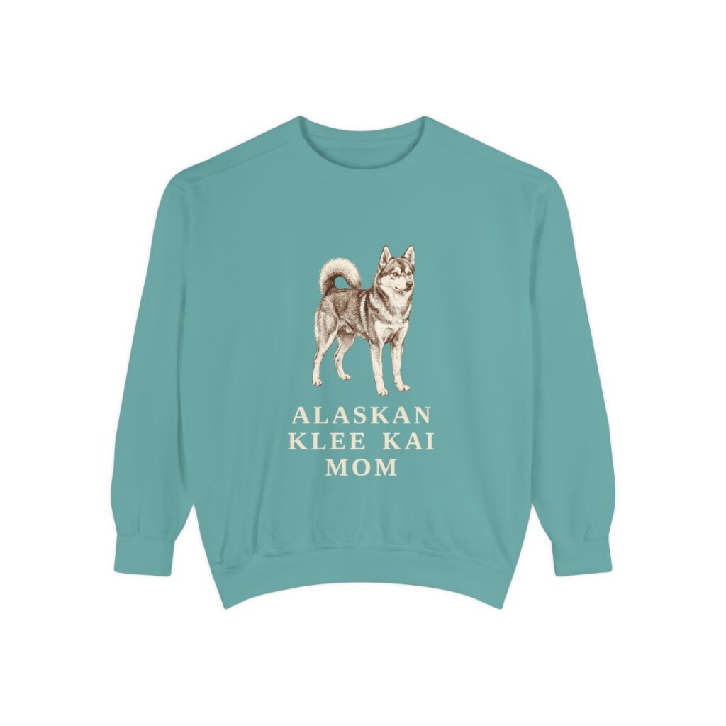 Alaskan Klee Kai Mom Sweatshirt, Seafoam, front view