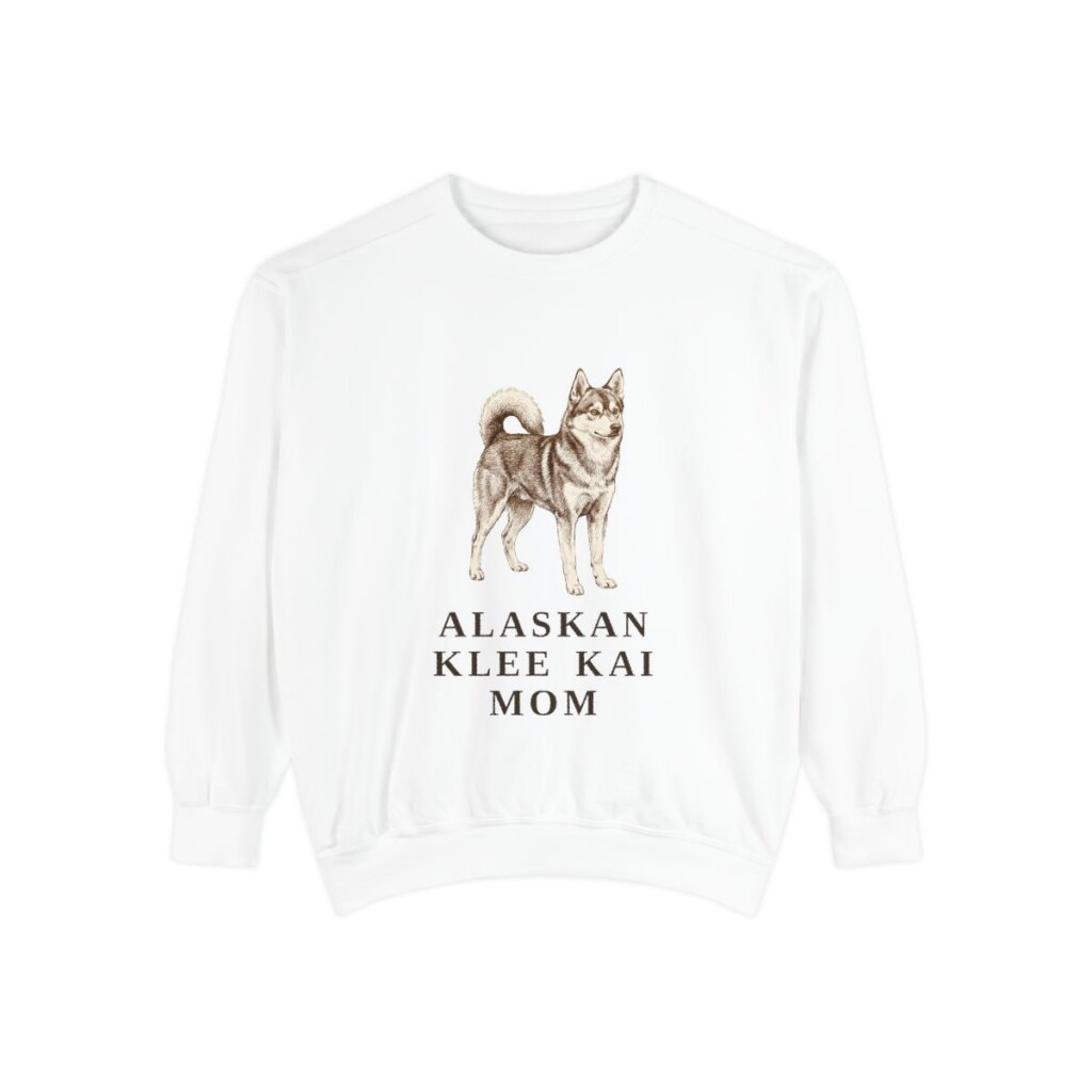 Alaskan Klee Kai Mom Sweatshirt, White, front view