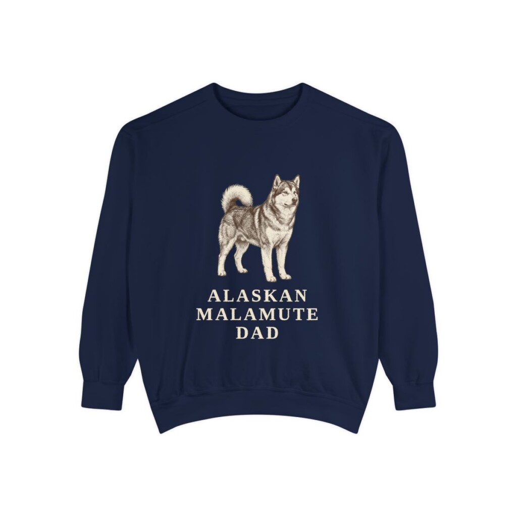 Alaskan Malamute Dad Sweatshirt, True Navy, front view